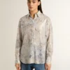 Damen-Hemd mit mehrfarbigem Blumen-Paillettenprint