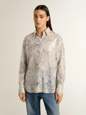 Damen-Hemd mit mehrfarbigem Blumen-Paillettenprint