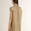Damen-Hemdkleid aus sandfarbenem Denim mit Military-Details