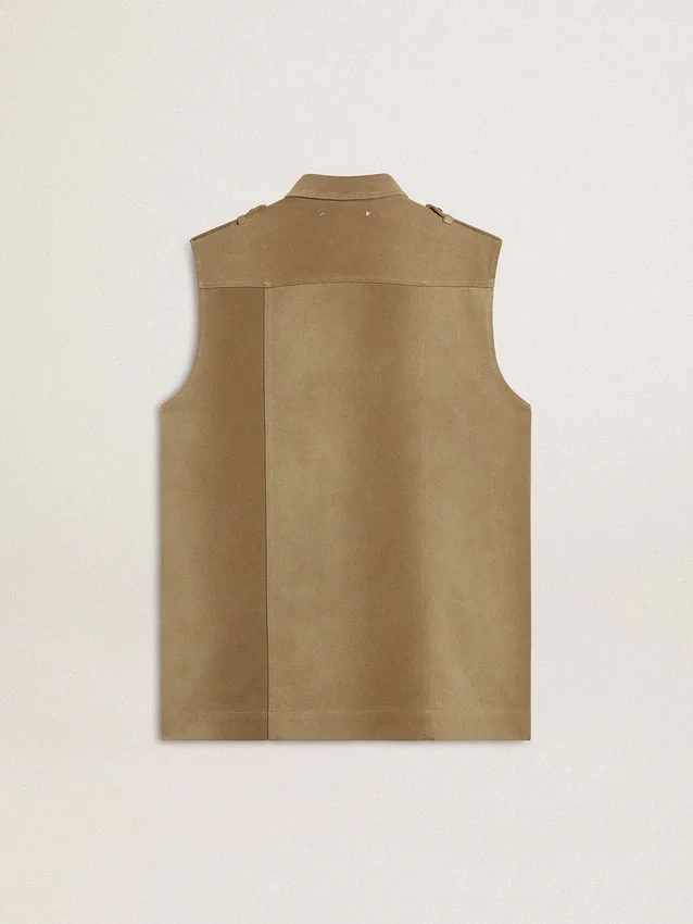 Damen-Hemdkleid aus sandfarbenem Denim mit Military-Details