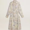Damen-Hemdkleid mit mehrfarbigem Blumenprint aus Pailletten