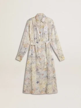Damen-Hemdkleid mit mehrfarbigem Blumenprint aus Pailletten