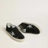 Damen-Hi Star aus schwarzem Wildleder mit silbernem Swarovski-Kristallstern