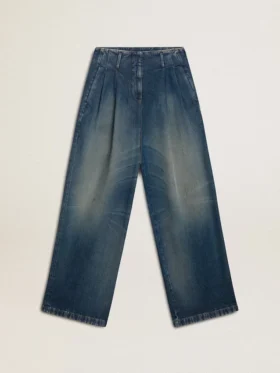 Damen-Jeans mit weitem Bein und mittlerer Waschung zum chinesischen Neujahr