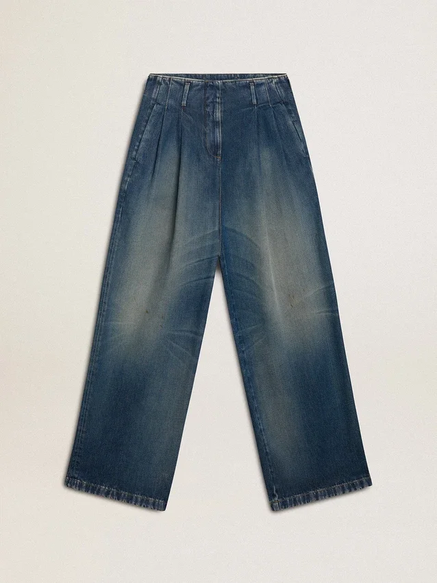 Damen-Jeans mit weitem Bein und mittlerer Waschung zum chinesischen Neujahr