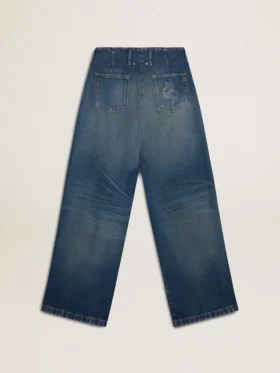 Damen-Jeans mit weitem Bein und mittlerer Waschung zum chinesischen Neujahr
