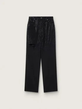 Damen-Jeanshose aus Baumwolle mit Kristallverzierung im Schattierungseffekt