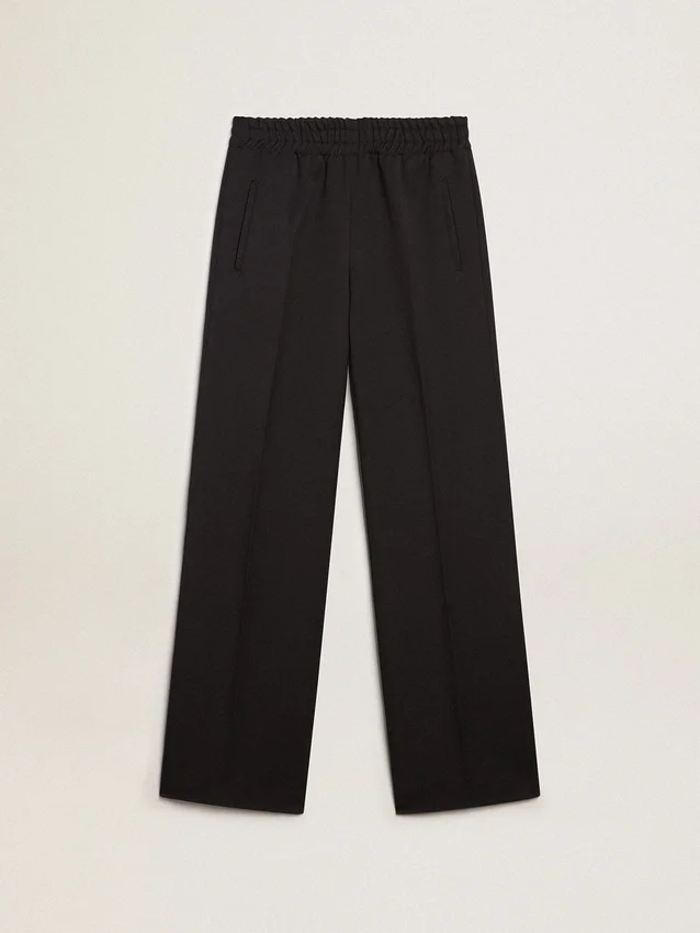 Damen-Jogginghose aus dunkelblauem Wollgabardine