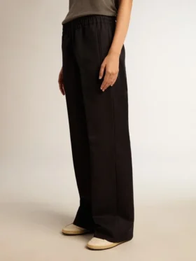 Damen-Jogginghose aus dunkelblauem Wollgabardine