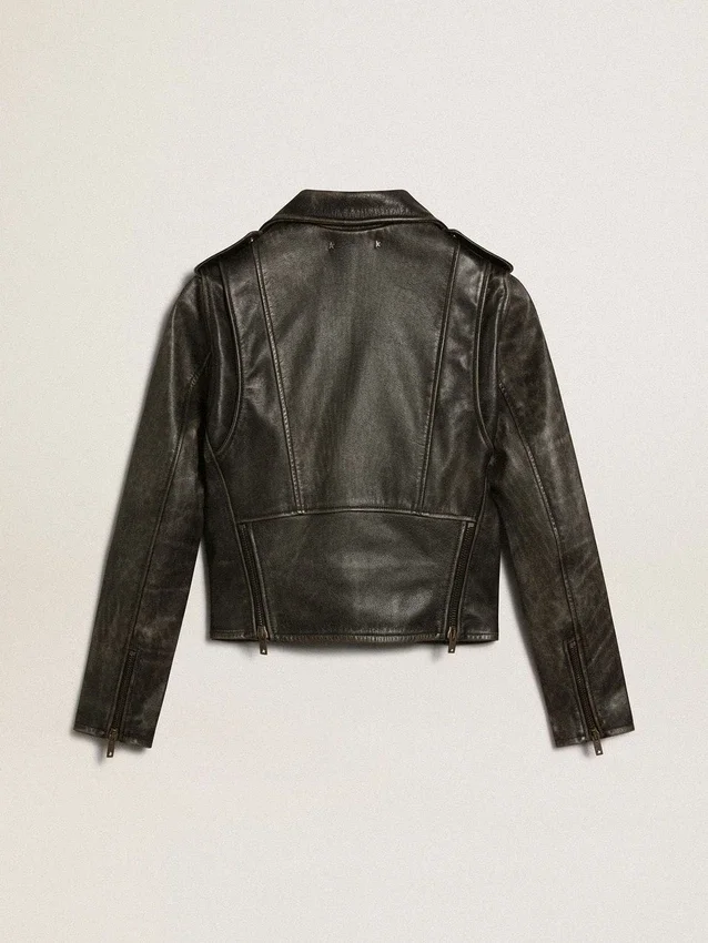 Damen-Leder-Bikerjacke