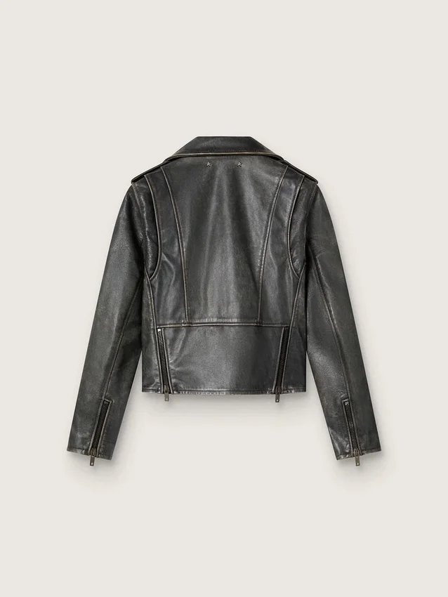 Damen-Leder-Bikerjacke