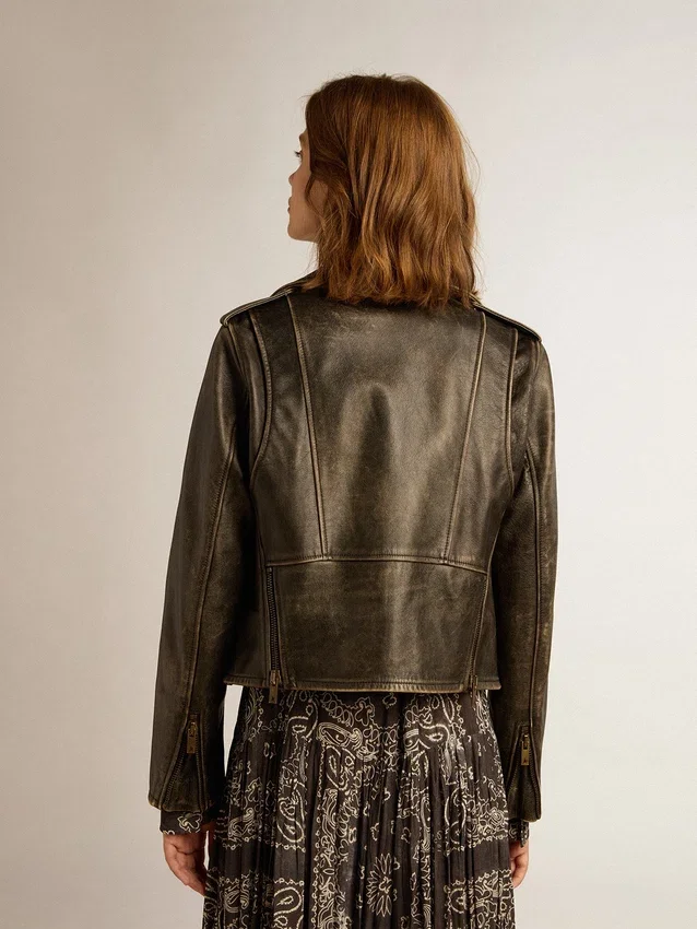 Damen-Leder-Bikerjacke