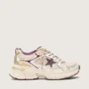 Damen-Lightstar CNY aus weissem Mesh und Leder mit weinrotem TPU-Stern