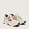 Damen-Lightstar CNY aus weissem Mesh und Leder mit weinrotem TPU-Stern