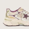 Damen-Lightstar CNY aus weissem Mesh und Leder mit weinrotem TPU-Stern