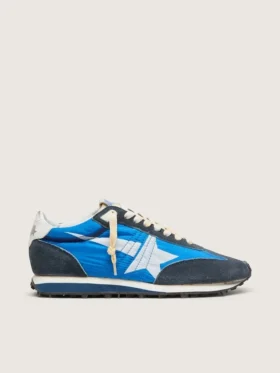 Herren-Marathon mit blauem Nylon-Obermaterial und weissem Stern