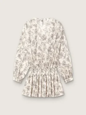 Damen-Minikleid aus Baumwolle mit schwarz-weissem Blumenprint