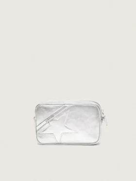 Damen-Minitasch-Star Bag aus silberlaminiertem Leder mit Ton-in-Ton-Stern