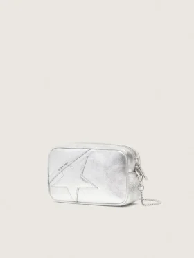 Damen-Minitasch-Star Bag aus silberlaminiertem Leder mit Ton-in-Ton-Stern