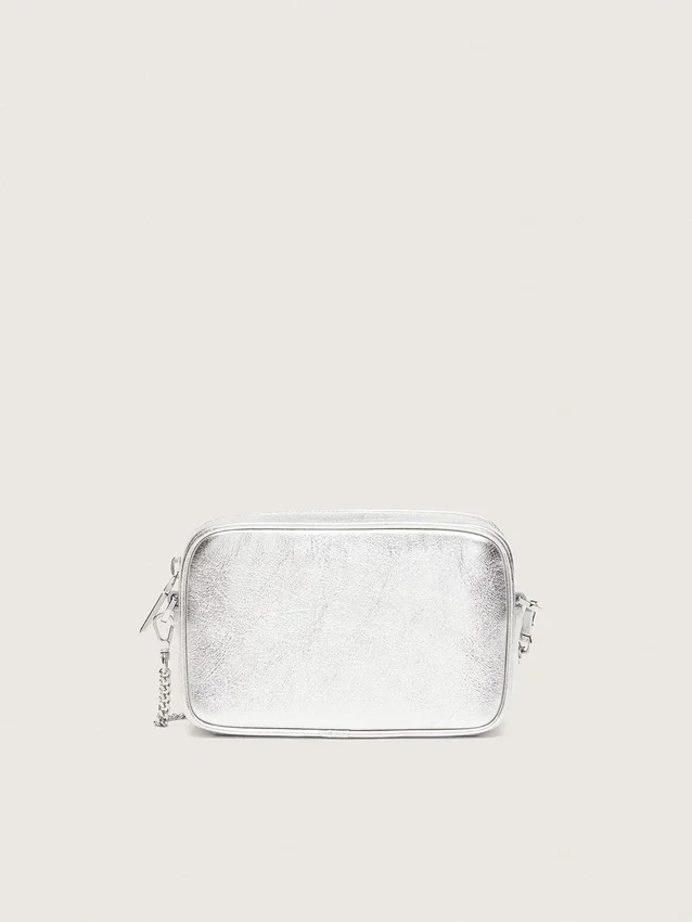 Damen-Minitasch-Star Bag aus silberlaminiertem Leder mit Ton-in-Ton-Stern