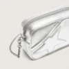 Damen-Minitasch-Star Bag aus silberlaminiertem Leder mit Ton-in-Ton-Stern