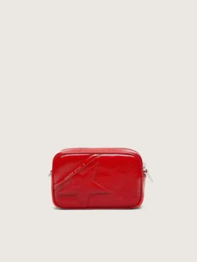 Damen-Minitasche mit Stern aus rot lackiertem Leder mit Ton-in-Ton-Stern