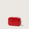 Damen-Minitasche mit Stern aus rot lackiertem Leder mit Ton-in-Ton-Stern