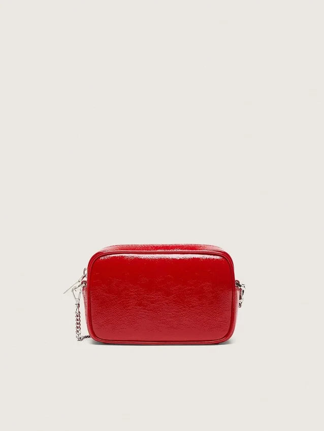 Damen-Minitasche mit Stern aus rot lackiertem Leder mit Ton-in-Ton-Stern