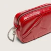 Damen-Minitasche mit Stern aus rot lackiertem Leder mit Ton-in-Ton-Stern