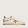 Damen-Modell «Ball Star LTD» aus beigem Leder mit rosa Mesh-Stern und blauer Fersenlasche aus Leder