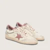 Damen-Modell «Ball Star LTD» aus beigem Leder mit rosa Mesh-Stern und blauer Fersenlasche aus Leder