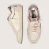Damen-Modell «Ball Star LTD» aus beigem Leder mit rosa Mesh-Stern und blauer Fersenlasche aus Leder