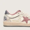 Damen-Modell «Ball Star LTD» aus beigem Leder mit rosa Mesh-Stern und blauer Fersenlasche aus Leder