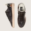 Damen-Modell «Ball Star LTD» aus Ebenholz-Nappa mit mehrfarbiger Stickerei und weissem Stern