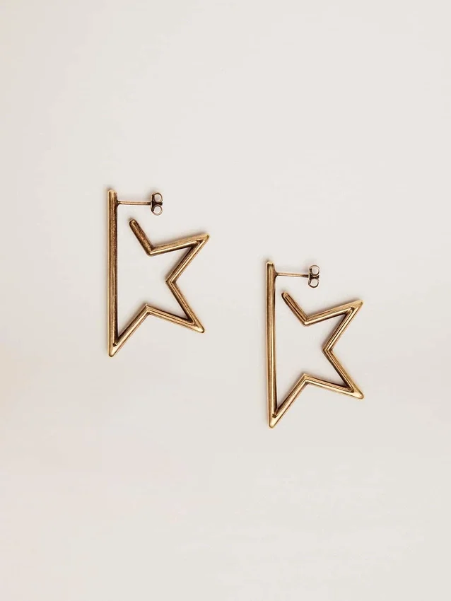 Damen-Ohrringe mit Stern-Anhänger in Antikgold