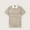 Damen-Polo-Hemd aus gestreiftem Jersey mit kontrastierendem Kragen