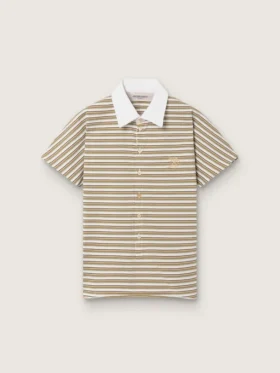 Damen-Polo-Hemd aus gestreiftem Jersey mit kontrastierendem Kragen