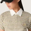Damen-Polo-Hemd aus gestreiftem Jersey mit kontrastierendem Kragen