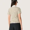 Damen-Polo-Hemd aus gestreiftem Jersey mit kontrastierendem Kragen