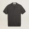 Damen-Poloshirt aus anthrazitfarbener Merinowolle