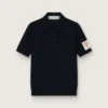 Damen-Poloshirt aus marineblauer Merinowolle
