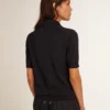 Damen-Poloshirt aus marineblauer Merinowolle