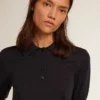 Damen-Poloshirt aus marineblauer Merinowolle