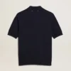 Damen-Poloshirt aus marineblauer Merinowolle