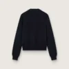 Damen-Pullover mit Rundhalsausschnitt aus dunkelblauer Baumwolle