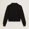Damen-Pullover mit Rundhalsausschnitt aus dunkelblauer Baumwolle