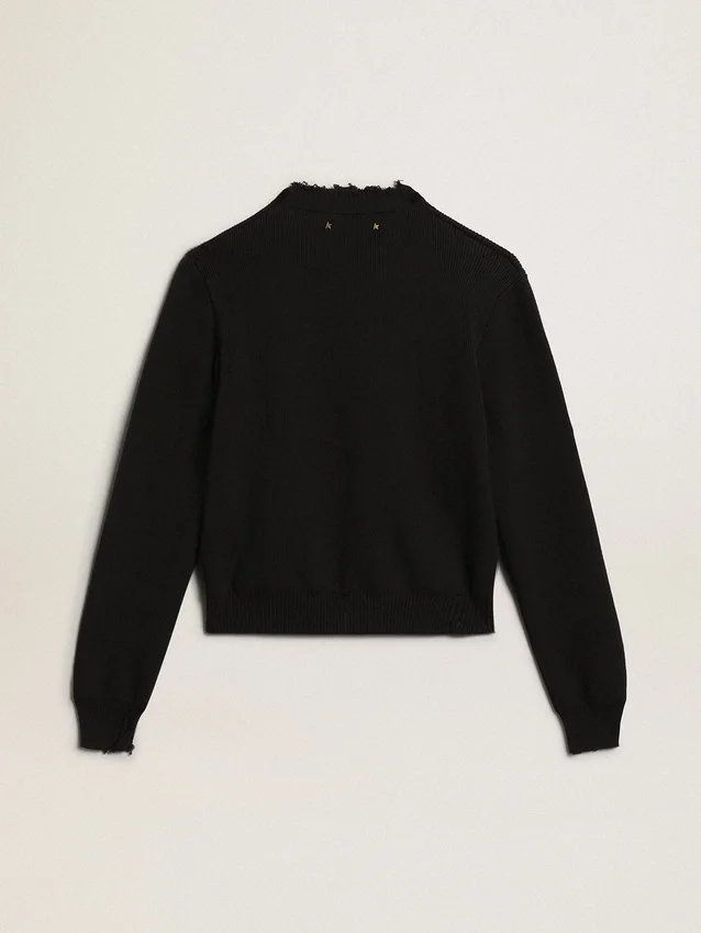 Damen-Pullover mit Rundhalsausschnitt aus dunkelblauer Baumwolle