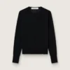 Damen-Pullover mit Rundhalsausschnitt aus schwarzer Wolle