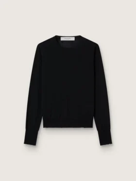 Damen-Pullover mit Rundhalsausschnitt aus schwarzer Wolle