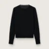 Damen-Pullover mit Rundhalsausschnitt aus schwarzer Wolle